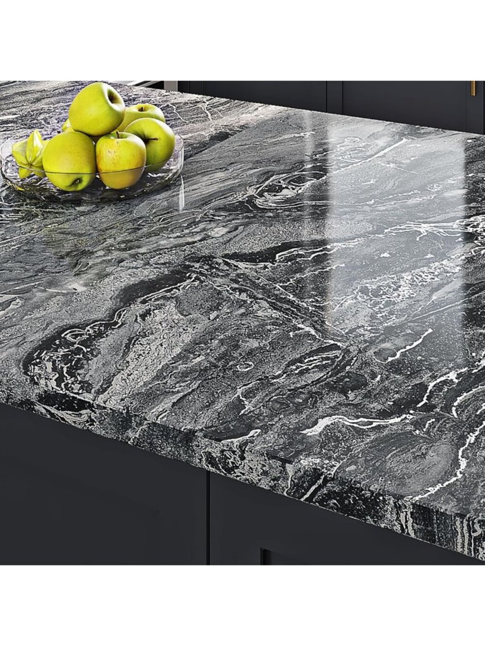 Extra Wide Glossy Marble Peel and Stick Wallpaper - Waterproof Self-Adhesive